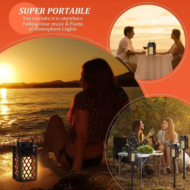 Alt view image 3 of 6 - Gifts for Men Him Husband Boyfriend, Waterproof Portable Bluetooth Speaker with LED Torch Flame Lights, 10W Deep Bass for Patio Garden Backyard Birthday Gifts (1 Pack)