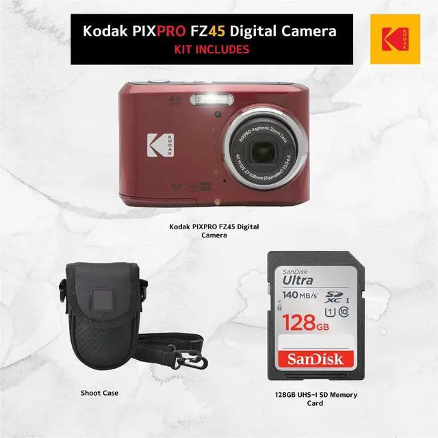 Alt view image 2 of 6 - Kodak PIXPRO FZ45 Digital Camera + Point & Shoot Camera Case + Sandisk 128GB SDXC Memory Card