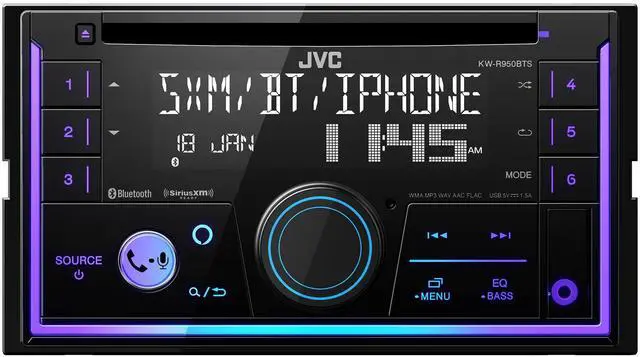 Alt view image 2 of 6 - KW-R950BTS Bluetooth Car Stereo Receiver with USB Port LCD Display - AM/FM Radio - MP3 Player - Double DIN 13-Band EQ (Black)