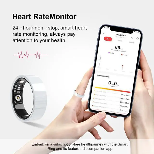 Alt view image 3 of 6 - Smart Ring for Women Men Without Subscription Ceramic Design Health Tracking smart Ring for Sleep, Heart Rate, Stress & Activity Tracking (White, 9)