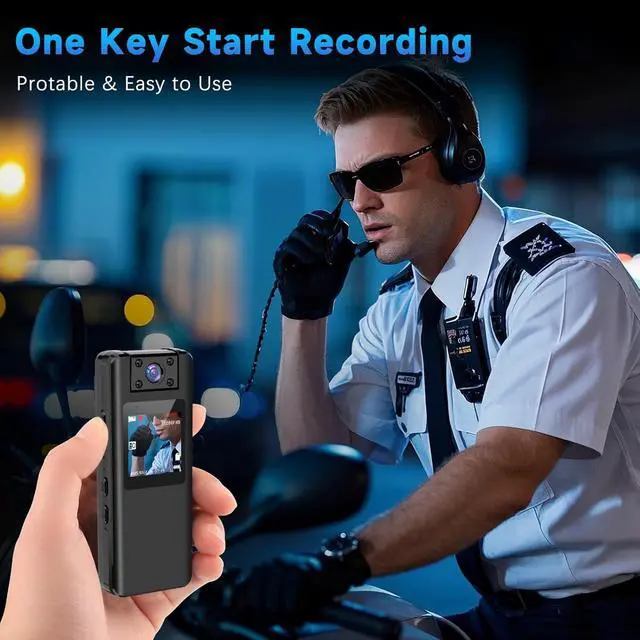 Alt view image 5 of 6 - Body Camera with Audio and Video Recording: 128GB Mini Worn Body Cam with 180° Rotating Lens, 1080P Wearable Bodycam with 9HR Battery Night Vision for Police Law Enforcement,Hiking,Travel,Cycling