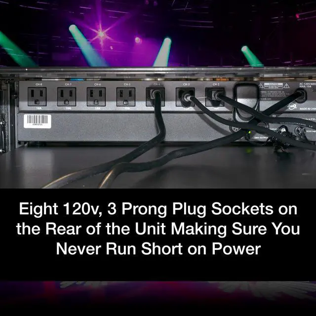 Alt view image 4 of 6 - PC100A power strip single rack space unit with 8 on off lighted toggle switches and 15 amp breaker