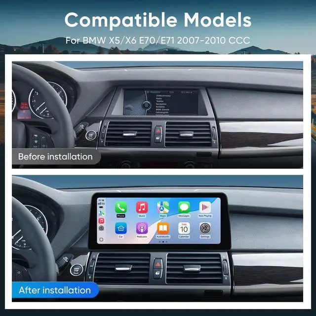Alt view image 2 of 6 - 12.3 inch Touch Screen for BMW X5 X6 CIC E70 E71 (2011-2013) Wireless CarPlay Android Auto Upgrade Factory Car Radio Retain Original Amplifier Stereo Sound System