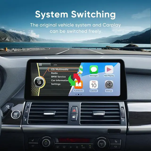 Alt view image 4 of 6 - 12.3 inch Touch Screen for BMW X5 X6 CIC E70 E71 (2011-2013) Wireless CarPlay Android Auto Upgrade Factory Car Radio Retain Original Amplifier Stereo Sound System