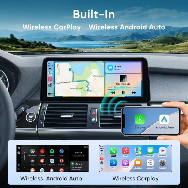 Alt view image 5 of 6 - 12.3 inch Touch Screen for BMW X5 X6 CIC E70 E71 (2011-2013) Wireless CarPlay Android Auto Upgrade Factory Car Radio Retain Original Amplifier Stereo Sound System