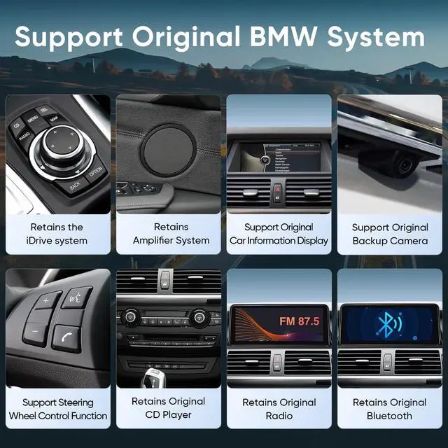Alt view image 6 of 6 - 12.3 inch Touch Screen for BMW X5 X6 CIC E70 E71 (2011-2013) Wireless CarPlay Android Auto Upgrade Factory Car Radio Retain Original Amplifier Stereo Sound System