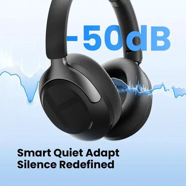 Alt view image 2 of 6 - S40 ANC Headphones, Bluetooth 6.0, 90H Playtime, 5 Mics Over Ear | 50dB Hybrid ANC, LDAC Hi-Res Audio, 5 HD Mics for Calls, Custom EQ App, Multipoint Connection, Foldable Design