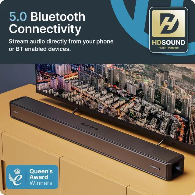 Alt view image 4 of 6 - Sierra Dolby Atmos Soundbar for TV with Bluetooth 5.0 | HDMI ARC, Optical, USB & AUX, 4K HDR Pass-Through | 4 EQ Modes | 120W RMS 2.0.2 Channel Wall Mount Sound Bar with Dual HDMI Inputs