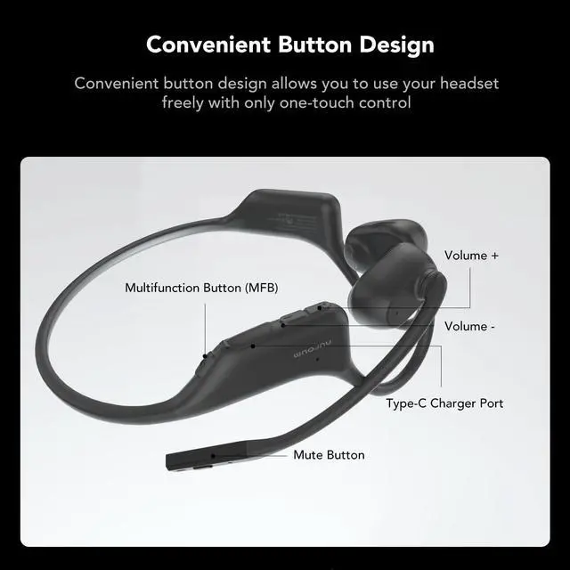 Alt view image 4 of 6 - OpenEar Pro Bluetooth Headphones with ENC Noise Reduction Mic | HiFi 4 DSP, Multi-Point Connection, Soft Silicone, Long Battery Life, One Button Mute, Sweatproof, Portable Headset