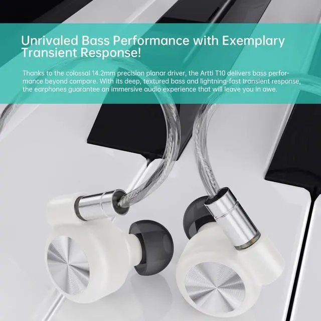 Alt view image 5 of 6 - T10 in Ear Earphone, 14.2mm Dual Magnetic Circuit Planar Driver HiFi IEM Earbuds, Wired in Ear Monitor, Gaming Earphone for Musician Singer Audiophile