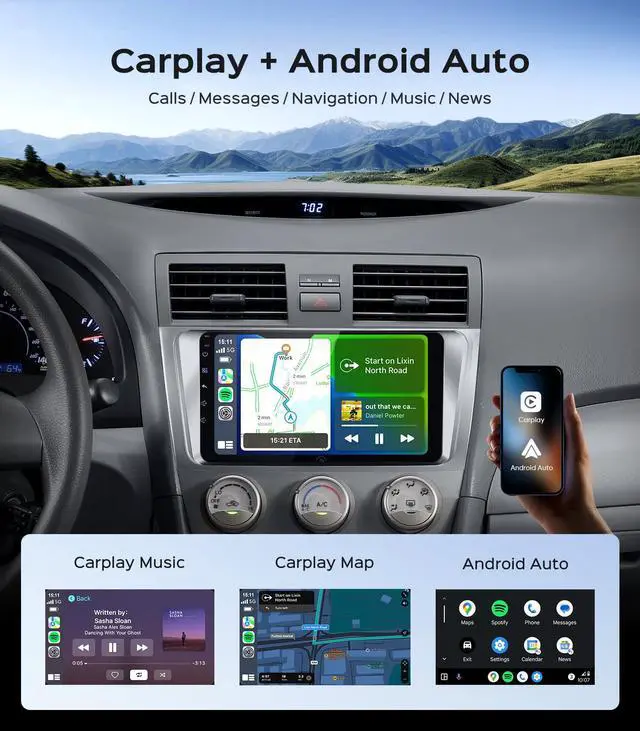 Alt view image 4 of 6 - 64G Car Stereo Radio for Toyota Camry 2007-2011, 9 Inch IPS HD Touch Screen Wireless CarPlay Android Auto/WiFi/GPS/FM/SWC/Bluetooth/1080P Backup Camera