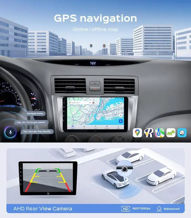 Alt view image 5 of 6 - 64G Car Stereo Radio for Toyota Camry 2007-2011, 9 Inch IPS HD Touch Screen Wireless CarPlay Android Auto/WiFi/GPS/FM/SWC/Bluetooth/1080P Backup Camera