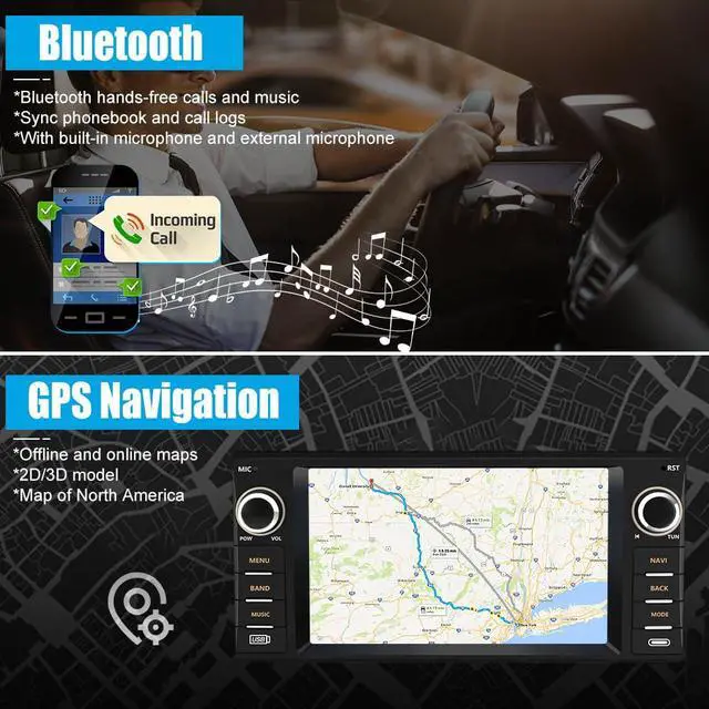 Alt view image 3 of 6 - Car Radio for Jeep Wrangler 2007-2018, Dodge Ram 2009-2012 | Touch Screen Radio for Jeep Compass Patriot 2009-2016, Jeep Jk Radio Replacement, Carplay Android Auto, AM FM