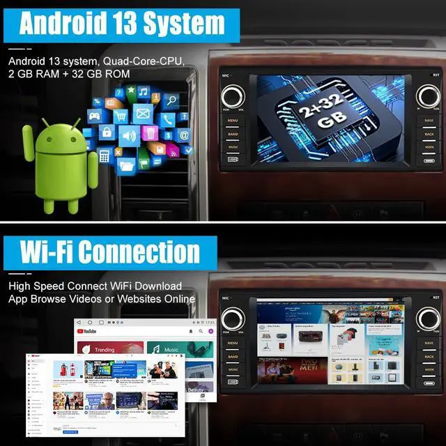 Alt view image 4 of 6 - Car Radio for Jeep Wrangler 2007-2018, Dodge Ram 2009-2012 | Touch Screen Radio for Jeep Compass Patriot 2009-2016, Jeep Jk Radio Replacement, Carplay Android Auto, AM FM