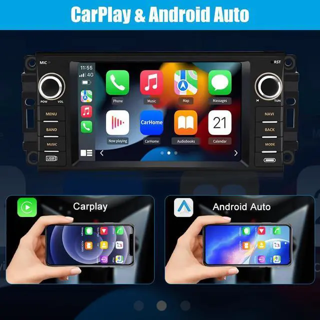 Alt view image 5 of 6 - Car Radio for Jeep Wrangler 2007-2018, Dodge Ram 2009-2012 | Touch Screen Radio for Jeep Compass Patriot 2009-2016, Jeep Jk Radio Replacement, Carplay Android Auto, AM FM