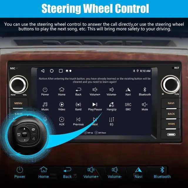 Alt view image 6 of 6 - Car Radio for Jeep Wrangler 2007-2018, Dodge Ram 2009-2012 | Touch Screen Radio for Jeep Compass Patriot 2009-2016, Jeep Jk Radio Replacement, Carplay Android Auto, AM FM