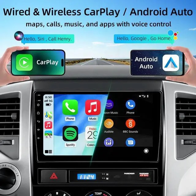 Alt view image 4 of 6 - Car Radio Stereo for Toyota Tacoma 2005-2015 with CarPlay Backup Camera | Android 15 2+64G 9" Touch Screen Radio with Android Auto Bluetooth GPS Navigation