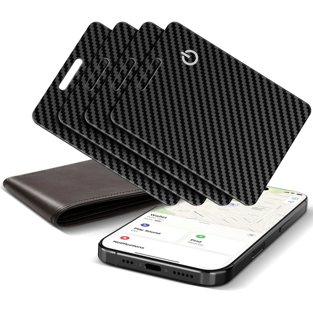 Main image of Wallet Tracker Card for Apple Find My (iOS Only), Ultra-Thin Bluetooth Tracker Smart Card Wallet Finder, IP68 Waterproof Slim Item Locator for Wallets, Keys, Passport & Luggage Tags (Jet Black)
