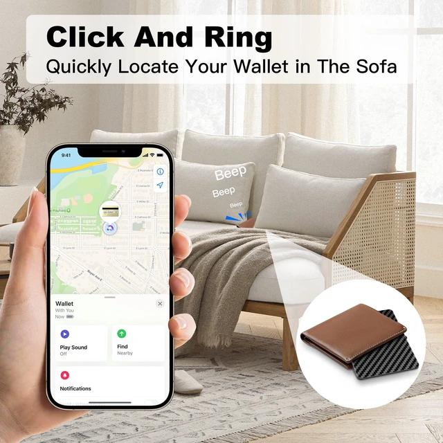 Alt view image 3 of 7 - Wallet Tracker Card for Apple Find My (iOS Only), Ultra-Thin Bluetooth Tracker Smart Card Wallet Finder, IP68 Waterproof Slim Item Locator for Wallets, Keys, Passport & Luggage Tags (Jet Black)