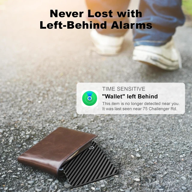 Alt view image 6 of 7 - Wallet Tracker Card for Apple Find My (iOS Only), Ultra-Thin Bluetooth Tracker Smart Card Wallet Finder, IP68 Waterproof Slim Item Locator for Wallets, Keys, Passport & Luggage Tags (Jet Black)