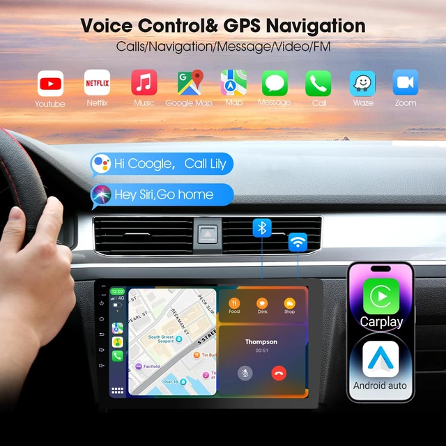 Alt view image 5 of 7 - 10.1 Inch Cars Radio with Apple Carplay and Android Auto, 2 Din Car Stereo with HD Backup Camera, GPS Navigation, Bluetooth, Voice Control, Mirror Link, FM/AM/AUX for All Vehicles(2+64GB)