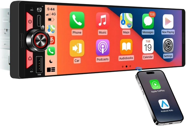 Main image of Single Din Car Stereo CarPlay - 6.5" Wireless Android Auto Radio for Truck Incell Touchscreen Radio Dual Subwoofers 4.2-CHN Outputs PD3.0 Type-C Fast Charge Bluetooth USB SWC