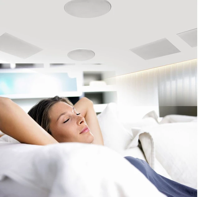 Alt view image 2 of 7 - 8.0" Ceiling Wall Mount Speakers - Pair of 2-Way Full Range Sound Stereo Speaker Audio System Flush Design w/ Electronic Crossover Network 40Hz-20kHz Frequency Response & 250 Watts Peak - PDIC86
