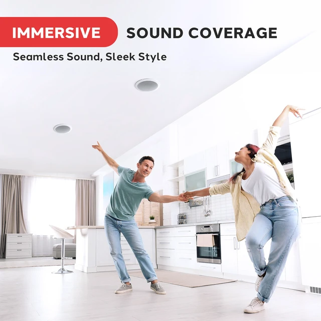 Alt view image 7 of 7 - 8.0" Ceiling Wall Mount Speakers - Pair of 2-Way Full Range Sound Stereo Speaker Audio System Flush Design w/ Electronic Crossover Network 40Hz-20kHz Frequency Response & 250 Watts Peak - PDIC86