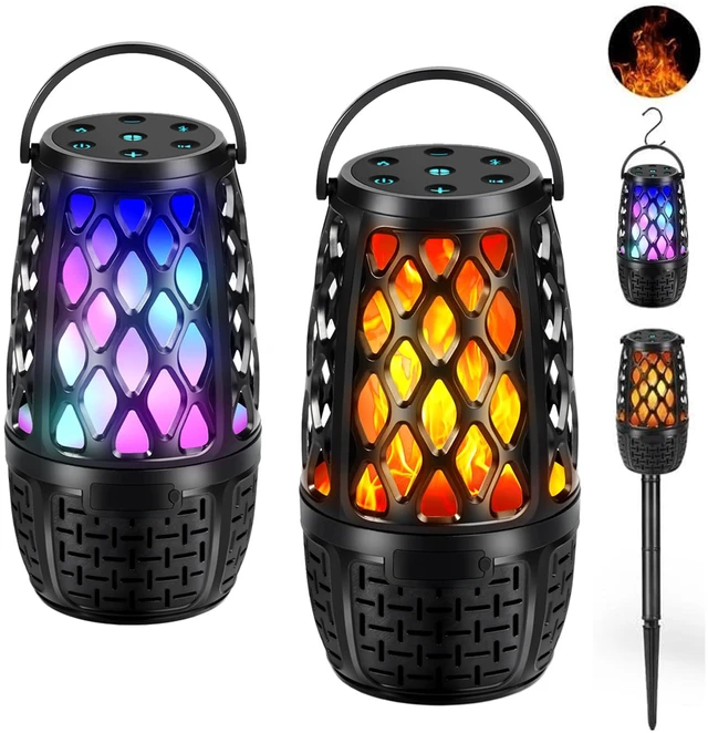 Main image of Upgraded Outdoor Speakers, Wireless Speakers With Bluetooth Outdoor Gift for Men, Wireless Speaker Multi-Sync up to 100 Speakers with Colorful Light, HD Stereo, Stake, Hook for Patio/Yard/Porch