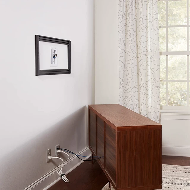Alt view image 3 of 3 - Legrand OnQ inWall TV Power Kit with Dual USB Recessed TV Wall Box & Cable Management Kit for Hiding Wires, Power Relocation Behind Mounted TVs, Low Voltage Cord PassThrough, White (CPU306WV1)