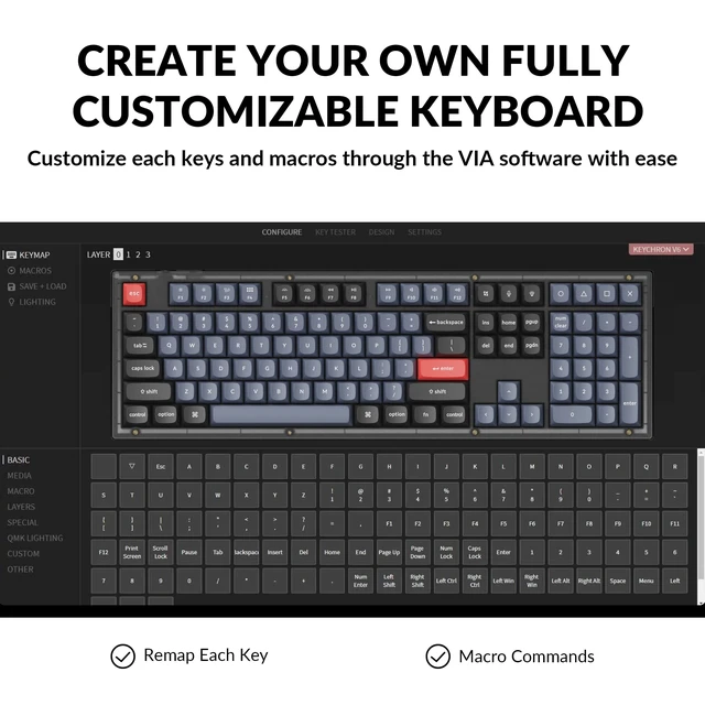 Alt view image 3 of 7 - V6 Wired Custom Mechanical Keyboard, Full-Size QMK/VIA Programmable Macro with Hot-swappable K Pro Brown Switch Compatible with Mac Windows Linux (Frosted Black-Translucent)