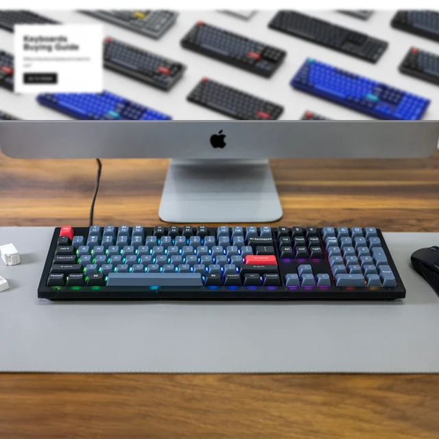 Alt view image 7 of 7 - V6 Wired Custom Mechanical Keyboard, Full-Size QMK/VIA Programmable Macro with Hot-swappable K Pro Brown Switch Compatible with Mac Windows Linux (Frosted Black-Translucent)