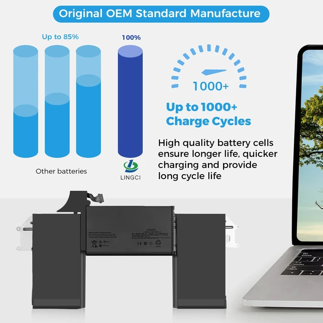Alt view image 2 of 7 - A1932 Battery,A1965 A2179 Battery Replacement for MacBook Air 13 inch Model A1932 (Mid 2018, 2019) Model A2179 (2020 Release Version) (Upgraded High Performance 11.4V 49.9Wh 4379mAh)