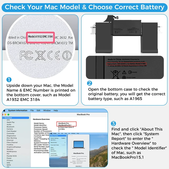 Alt view image 6 of 7 - A1932 Battery,A1965 A2179 Battery Replacement for MacBook Air 13 inch Model A1932 (Mid 2018, 2019) Model A2179 (2020 Release Version) (Upgraded High Performance 11.4V 49.9Wh 4379mAh)