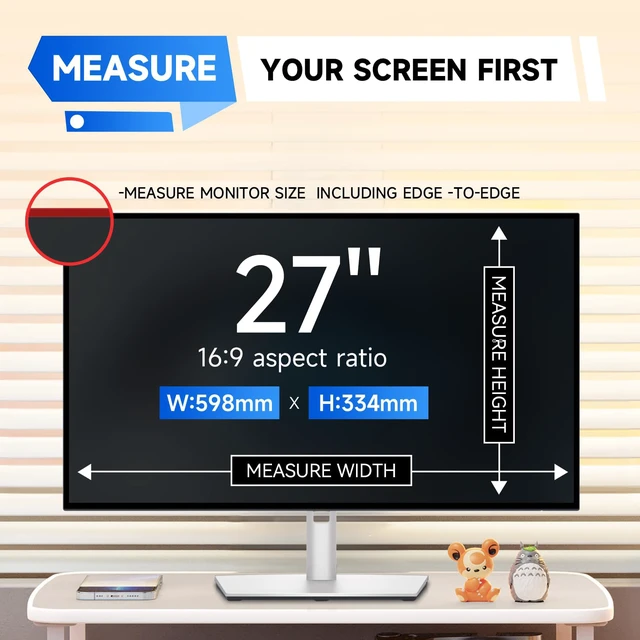 Alt view image 2 of 7 - 2Pack 27 Inch Blue Light Screen Protector for 16:9 Computer Monitor Anti Glare & Scratch Shield, Eye Protection UV Filter Film, Removable Blue Light Blocking Cover For 27" Widescreen PC Desktop