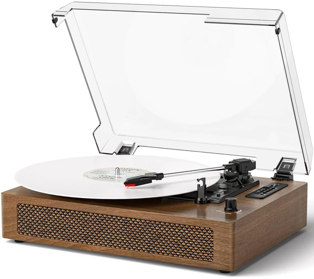 Main image of Vinyl Record Player Extended Size with Bluetooth Playback Built-in Speakers USB Recording, LED Display, 3-Speed Turntable with Premium Wood Case, Vinyl to Digital, AUX-IN,RCA Ouptut- Brown
