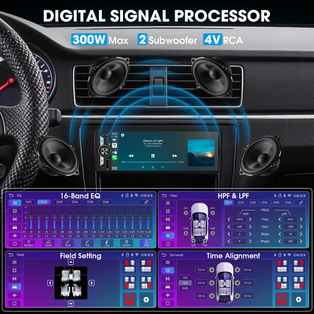 Alt view image 4 of 7 - Single Din Car Stereo CarPlay - 6.5" Wireless Android Auto Radio for Truck Incell Touchscreen Radio Dual Subwoofers 4.2-CHN Outputs PD3.0 Type-C Fast Charge Bluetooth USB SWC