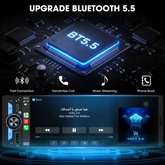 Alt view image 5 of 7 - Single Din Car Stereo CarPlay - 6.5" Wireless Android Auto Radio for Truck Incell Touchscreen Radio Dual Subwoofers 4.2-CHN Outputs PD3.0 Type-C Fast Charge Bluetooth USB SWC