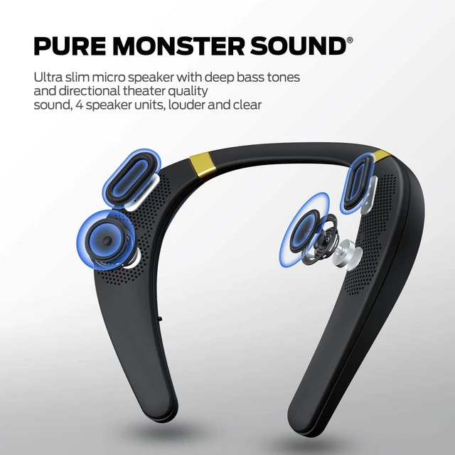 Alt view image 2 of 7 - Boomerang Neckband Bluetooth Speaker, Neck Wireless Wearable Speaker with 12H Playtime, True 3D Stereo Sound, Portable Soundwear, IPX7 Waterproof, for Home Sport Outdoor