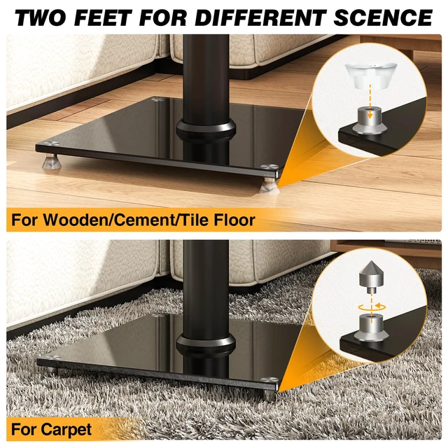 Alt view image 4 of 7 - Universal Speaker Stands for Surround Sound with 360° SwivelHeight Adjustable Bookshelf Speakers Stand from 32" to 43" with Cable Management, Speaker Stands Pair with Nonslip Pad Easy Install