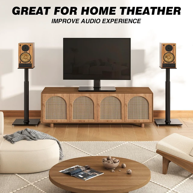 Alt view image 7 of 7 - Universal Speaker Stands for Surround Sound with 360° SwivelHeight Adjustable Bookshelf Speakers Stand from 32" to 43" with Cable Management, Speaker Stands Pair with Nonslip Pad Easy Install