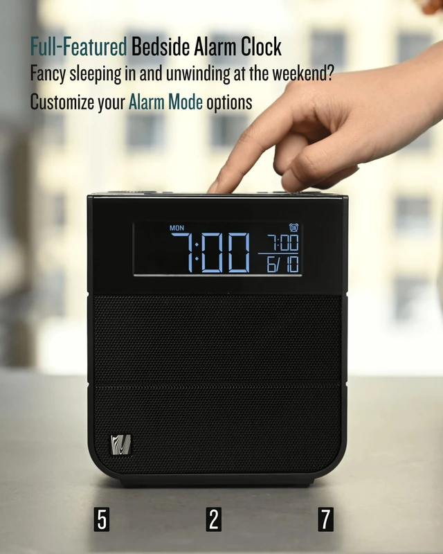 Alt view image 3 of 7 - Sound Rise II, SFQ-16: Bedside Alarm Clock Radio & Bluetooth Speaker, with Large Display Screen, FM Radio, Fast USB Charging, and Nature Sound