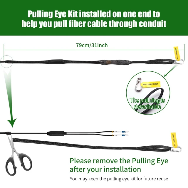 Alt view image 3 of 7 - Outdoor LC to LC OS2 Fiber Patch Cable Singlemode TPU, 75M(246ft) Armored Fiber Optic Cabl Cord, Singlemode Duplex,10GB/40GB/100GB, 50/125m,OD-5.0mm,Direct Burial, Pulling Eye Kit Installed