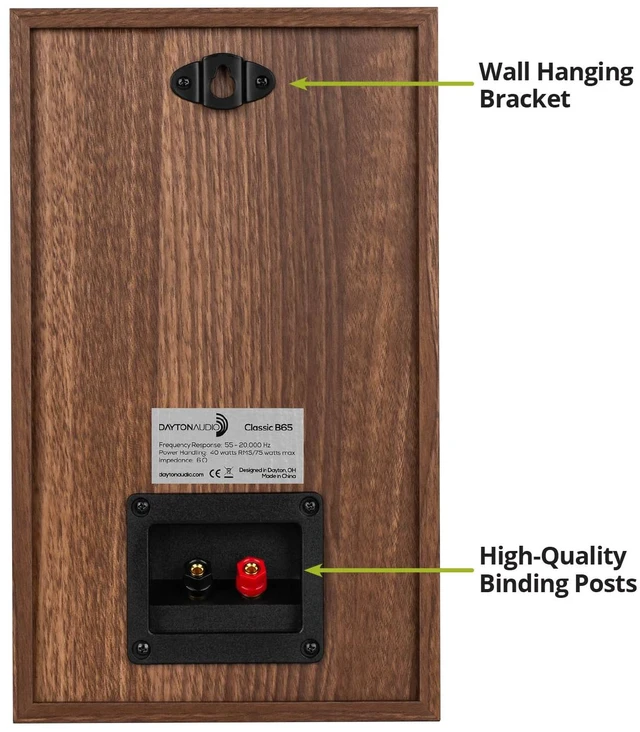 Alt view image 6 of 6 - Classic B65 Bookshelf Speakers, 6.5" Woofer & 1" Tweeter, Passive 2-Way Design, 60W RMS, for Music, TV & Home Audio Systems Wood