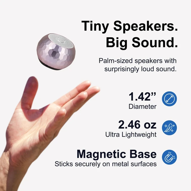 Alt view image 3 of 6 - U Mini Bluetooth Speaker, Portable Small Magnetic, Glam Lilac aluminum shell, wireless, travel size, TWS stereo pairing, 30 foot range, rechargeable, magnetic mount, gift ready