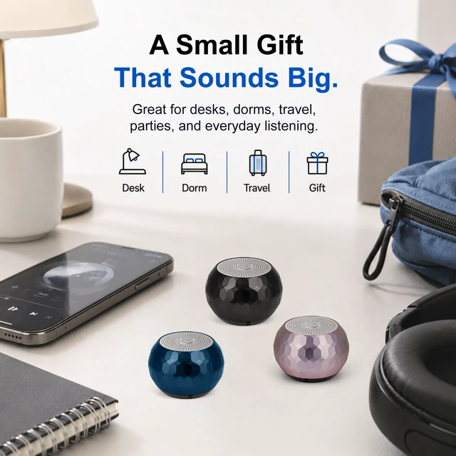 Alt view image 5 of 6 - U Mini Bluetooth Speaker, Portable Small Magnetic, Glam Lilac aluminum shell, wireless, travel size, TWS stereo pairing, 30 foot range, rechargeable, magnetic mount, gift ready