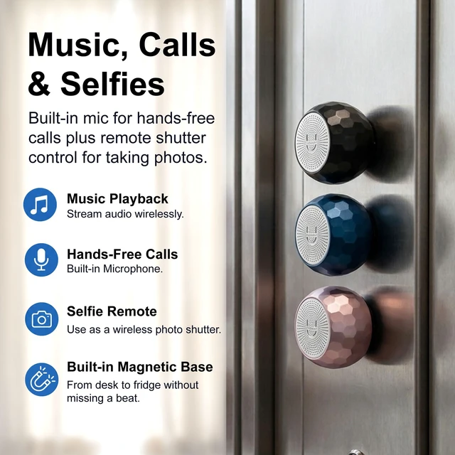 Alt view image 6 of 6 - U Mini Bluetooth Speaker, Portable Small Magnetic, Glam Lilac aluminum shell, wireless, travel size, TWS stereo pairing, 30 foot range, rechargeable, magnetic mount, gift ready