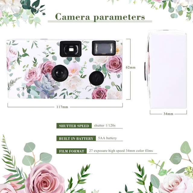 Alt view image 3 of 7 - 4 Pack Disposable Camera for Wedding, Vibrant Style Color Film 4 Pack Disposable Camera for Wedding, Fresh Style Black White Film
