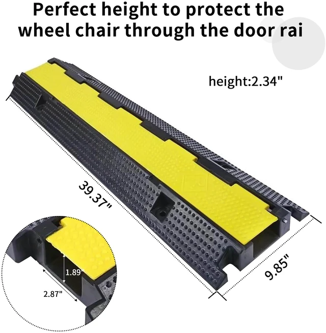 Alt view image 2 of 7 - Cable Ramp Cable Protector Ramps Wire Hose Protective 1 Channel Traffic Rubber Plastic Cord Cover Speed Bump for Asphalt Concrete Gravel Driveway Outdoor, 3 Packs