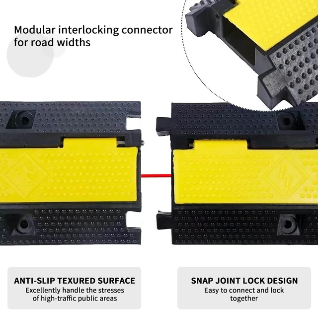Alt view image 6 of 7 - Cable Ramp Cable Protector Ramps Wire Hose Protective 1 Channel Traffic Rubber Plastic Cord Cover Speed Bump for Asphalt Concrete Gravel Driveway Outdoor, 3 Packs